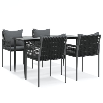 Set mobilier de grădină cu perne, 5 piese, poliratan și oțel - Img 2