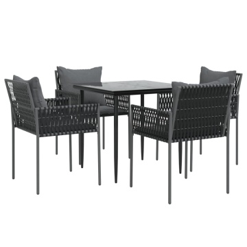 Set mobilier de grădină cu perne, 5 piese, poliratan și oțel - Img 3