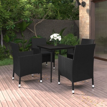 Set mobilier de grădină cu perne 5 piese poliratan & sticlă - Img 1