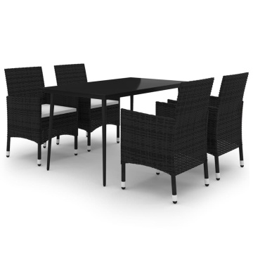 Set mobilier de grădină cu perne 5 piese poliratan & sticlă - Img 2