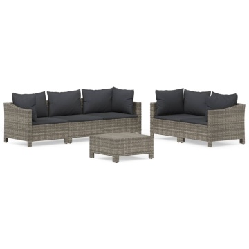 Set mobilier de grădină cu perne, 6 piese, gri, poliratan - Img 2