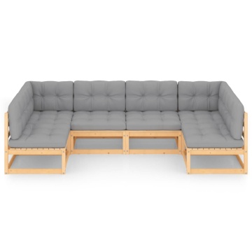 Set mobilier de grădină cu perne, 6 piese, lemn masiv de pin - Img 3