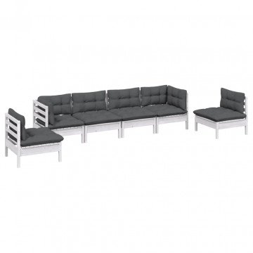 Set mobilier de grădină cu perne, 6 piese, lemn masiv de pin - Img 3