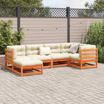 Set mobilier de grădină cu perne, 6 piese, lemn masiv de pin - Img 3
