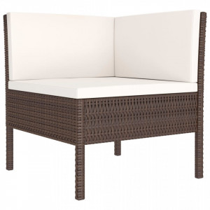 Set mobilier de grădină cu perne, 6 piese, maro, poliratan - Img 3