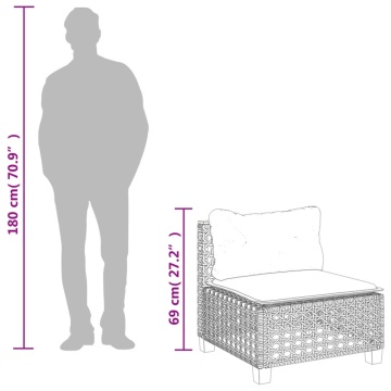 Set mobilier de grădină cu perne, 6 piese, negru, poliratan - Img 6