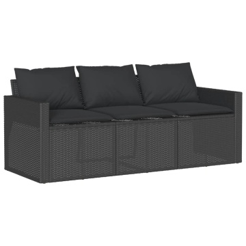 Set mobilier de grădină cu perne, 6 piese, negru, poliratan - Img 5