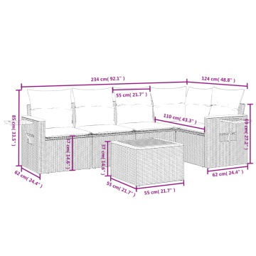 Set mobilier de grădină cu perne, 6 piese, negru, poliratan - Img 3