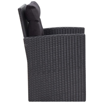 Set mobilier de grădină cu perne, 6 piese, negru, poliratan - Img 6