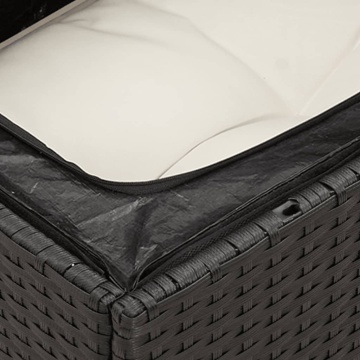 Set mobilier de grădină cu perne, 6 piese, negru, poliratan - Img 7