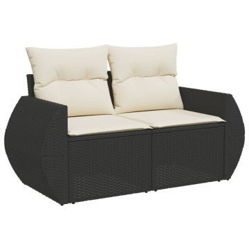 Set mobilier de grădină cu perne, 6 piese, negru, poliratan - Img 3