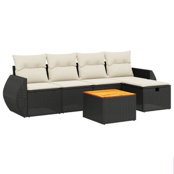 Set mobilier de grădină cu perne, 6 piese, negru, poliratan - Img 2