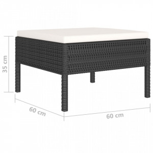 Set mobilier de grădină cu perne, 6 piese, negru, poliratan - Img 5