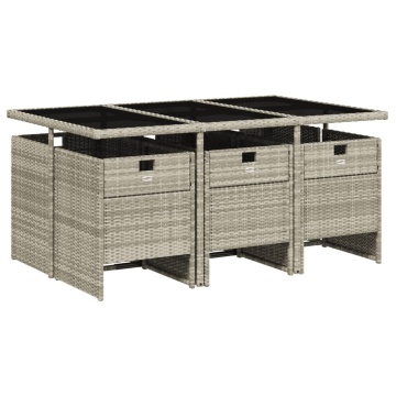 Set mobilier de grădină cu perne, 7 piese gri deschis poliratan - Img 3