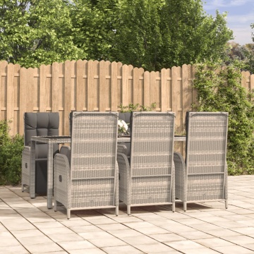 Set mobilier de grădină cu perne, 7 piese, gri, poliratan - Img 1