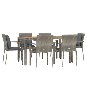 Set mobilier de grădină cu perne, 7 piese, gri, poliratan - Img 3