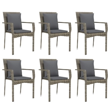 Set mobilier de grădină cu perne, 7 piese, gri, poliratan - Img 4