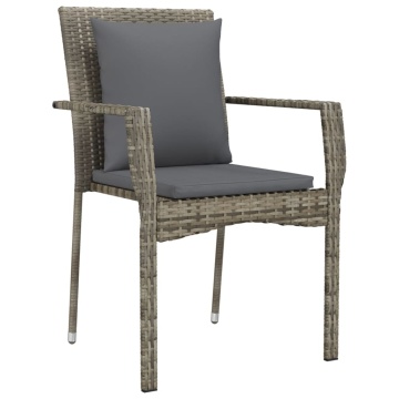 Set mobilier de grădină cu perne, 7 piese, gri, poliratan - Img 8