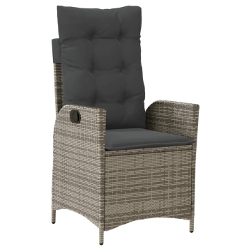 Set mobilier de grădină cu perne, 7 piese, gri, poliratan - Img 3