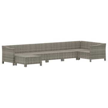 Set mobilier de grădină cu perne, 7 piese, gri, poliratan - Img 4