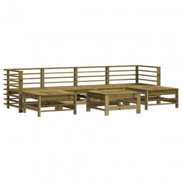 Set mobilier de grădină cu perne, 7 piese, lemn de pin tratat - Img 3
