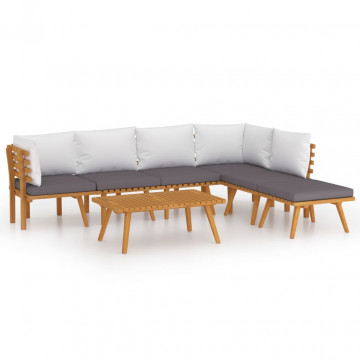 Set mobilier de grădină cu perne, 7 piese, lemn masiv acacia - Img 2