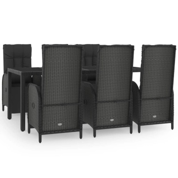 Set mobilier de grădină cu perne, 7 piese, negru, poliratan - Img 2