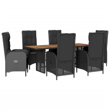 Set mobilier de grădină cu perne, 7 piese, negru, poliratan - Img 2