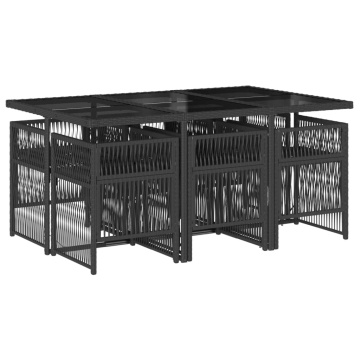 Set mobilier de grădină cu perne, 7 piese, negru, poliratan - Img 3