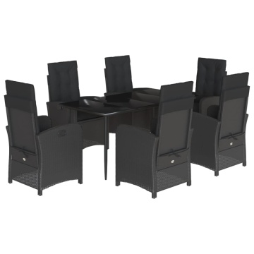 Set mobilier de grădină cu perne, 7 piese, negru, poliratan - Img 2