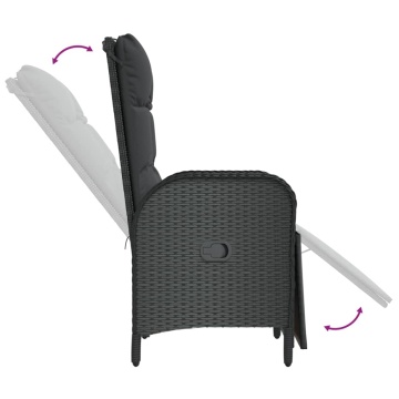 Set mobilier de grădină cu perne, 7 piese, negru, poliratan - Img 7