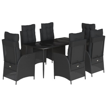 Set mobilier de grădină cu perne, 7 piese, negru, poliratan - Img 2