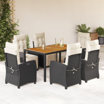 Set mobilier de grădină cu perne, 7 piese, negru, poliratan - Img 1