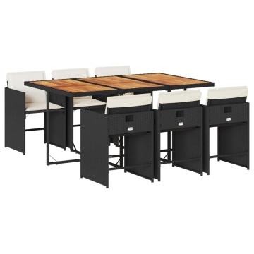 Set mobilier de grădină cu perne, 7 piese, negru, poliratan - Img 2