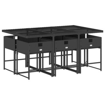 Set mobilier de grădină cu perne, 7 piese, negru, poliratan - Img 4