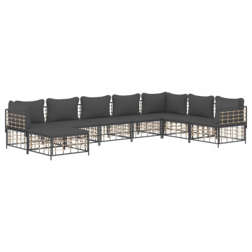 Set mobilier de grădină cu perne, 8 piese, antracit, poliratan - Img 1