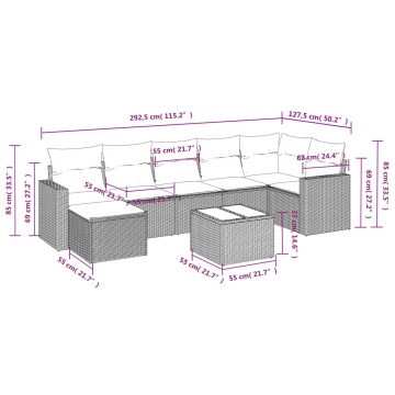 Set mobilier de grădină cu perne, 8 piese gri deschis poliratan - Img 3
