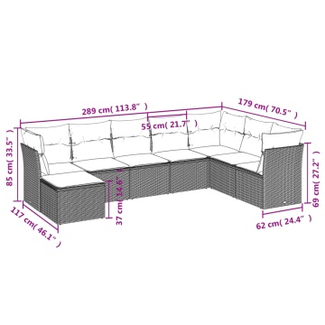 Set mobilier de grădină cu perne, 8 piese gri deschis poliratan - Img 3