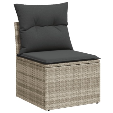 Set mobilier de grădină cu perne, 8 piese gri deschis poliratan - Img 5