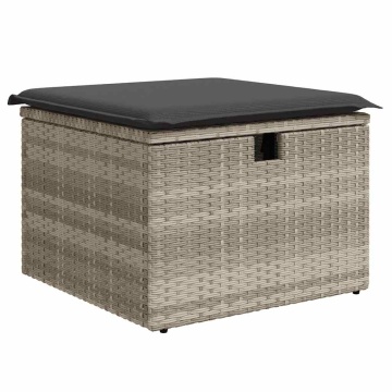Set mobilier de grădină cu perne, 8 piese gri deschis poliratan - Img 5