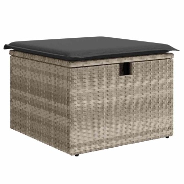 Set mobilier de grădină cu perne, 8 piese gri deschis poliratan - Img 5