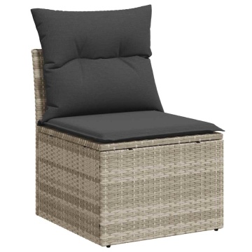 Set mobilier de grădină cu perne, 8 piese gri deschis poliratan - Img 4