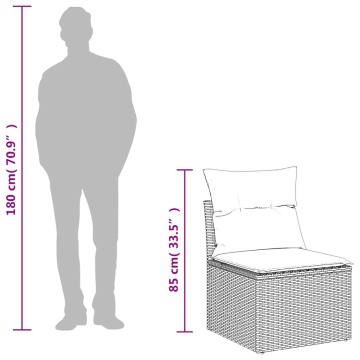 Set mobilier de grădină cu perne, 8 piese gri deschis poliratan - Img 7