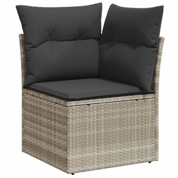 Set mobilier de grădină cu perne, 8 piese gri deschis poliratan - Img 8