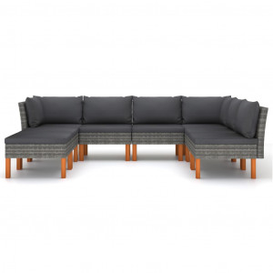 Set mobilier de grădină cu perne, 8 piese, gri, poliratan - Img 2
