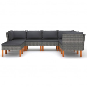 Set mobilier de grădină cu perne, 8 piese, gri, poliratan - Img 2
