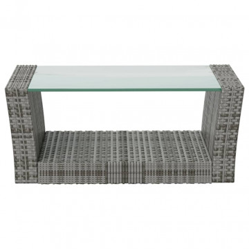 Set mobilier de grădină cu perne, 8 piese, gri, poliratan - Img 7