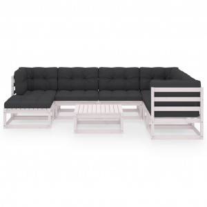 Set mobilier de grădină cu perne, 8 piese, lemn masiv de pin - Img 2