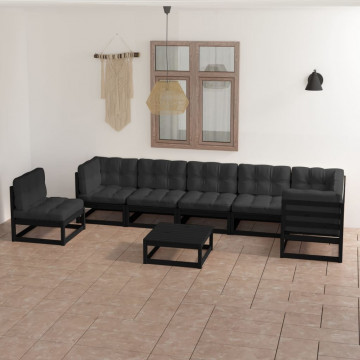Set mobilier de grădină cu perne, 8 piese, lemn masiv de pin - Img 1