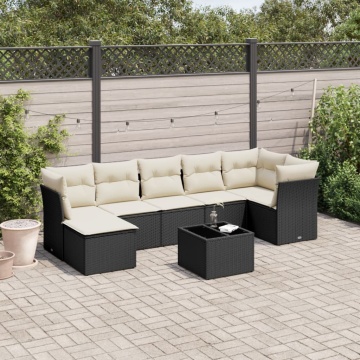 Set mobilier de grădină cu perne, 8 piese, negru, poliratan - Img 1